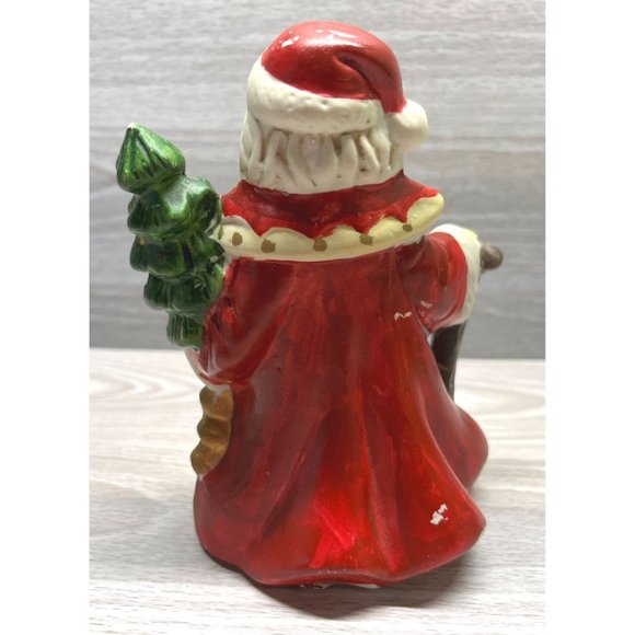Vintage Santa Claus Carrying Christmas Tree Holiday Figurine Hermitage Pottery - Picture 3 of 8